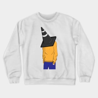 A man with a traffic cone on his head Crewneck Sweatshirt